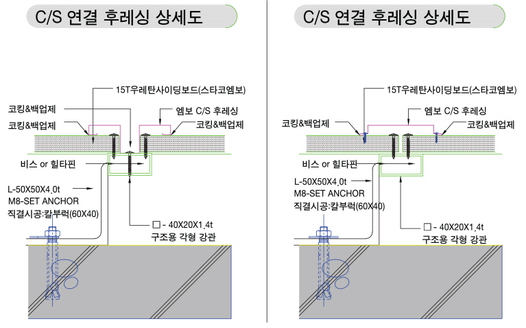 울트라 우레탄 사이딩보드용 부자재 디테일 : 연결몰드 상세도(선택사용)